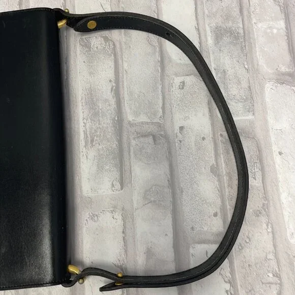 Christian Dior Vintage Black Leather Shoulder Bag w/ Adjustable Strap - Preowned - Picture 5 of 14